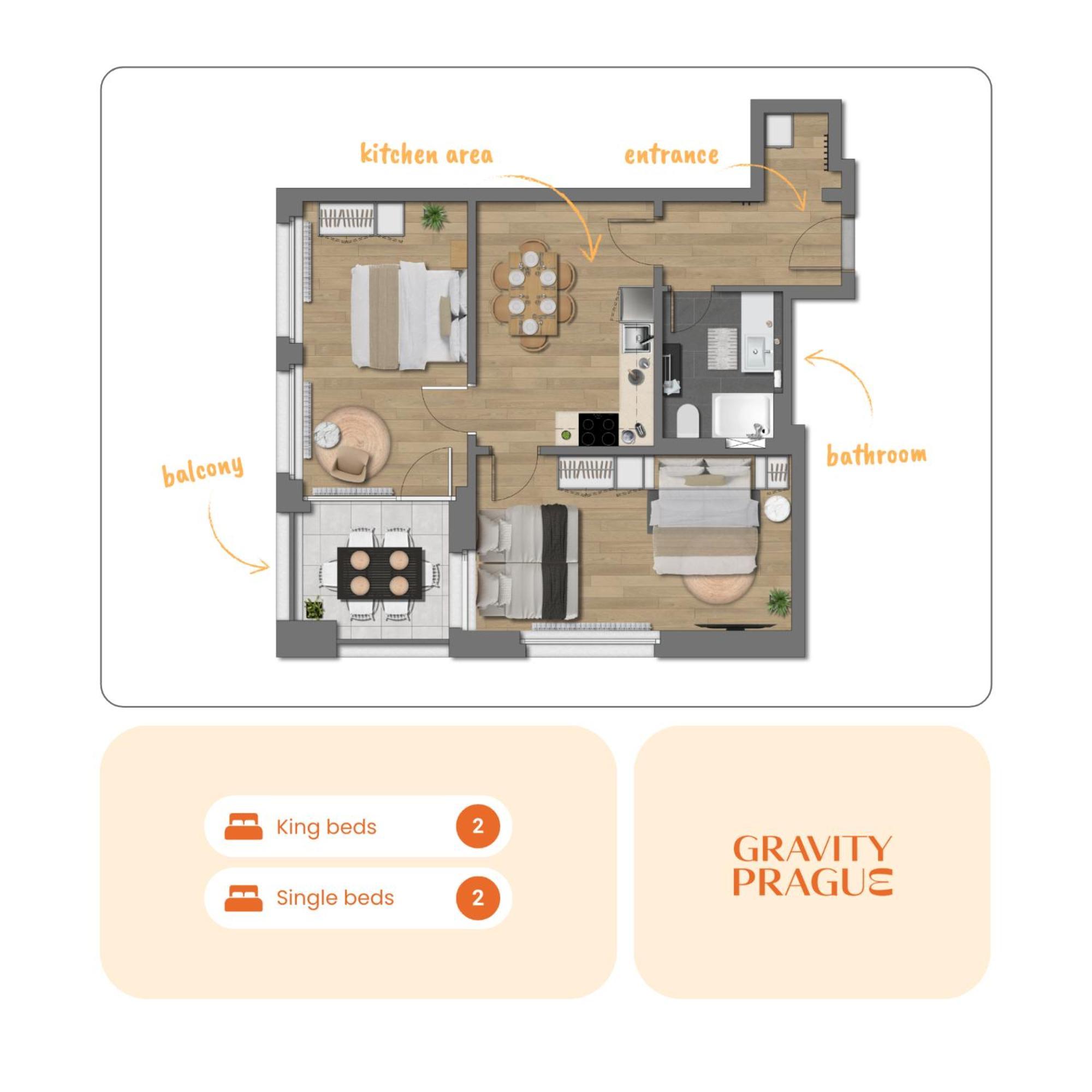 Bright 2Br - 4Th Floor, Balcony, Free Parking By Gravity Prague — Photos 1